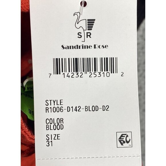 Free People x Sandrine Rose Womens Red Denim Jeans Pockets Straight Size 31 NEW - Picture 6 of 8